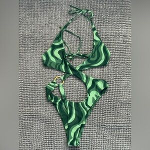 The Tropical Society Green One Piece Bikini